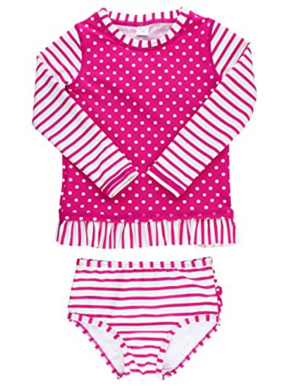 RUFFLE BUTTS Long Sleeve Rashguard 2 Piece Swimsuit - 3-6M